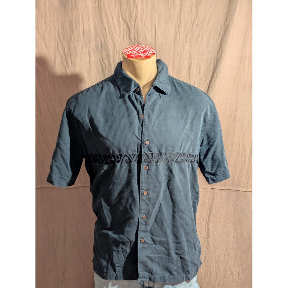 Quiksilver Button Down Shirt Mens XL Grey Embroidered Surf Skate Y2K VTG